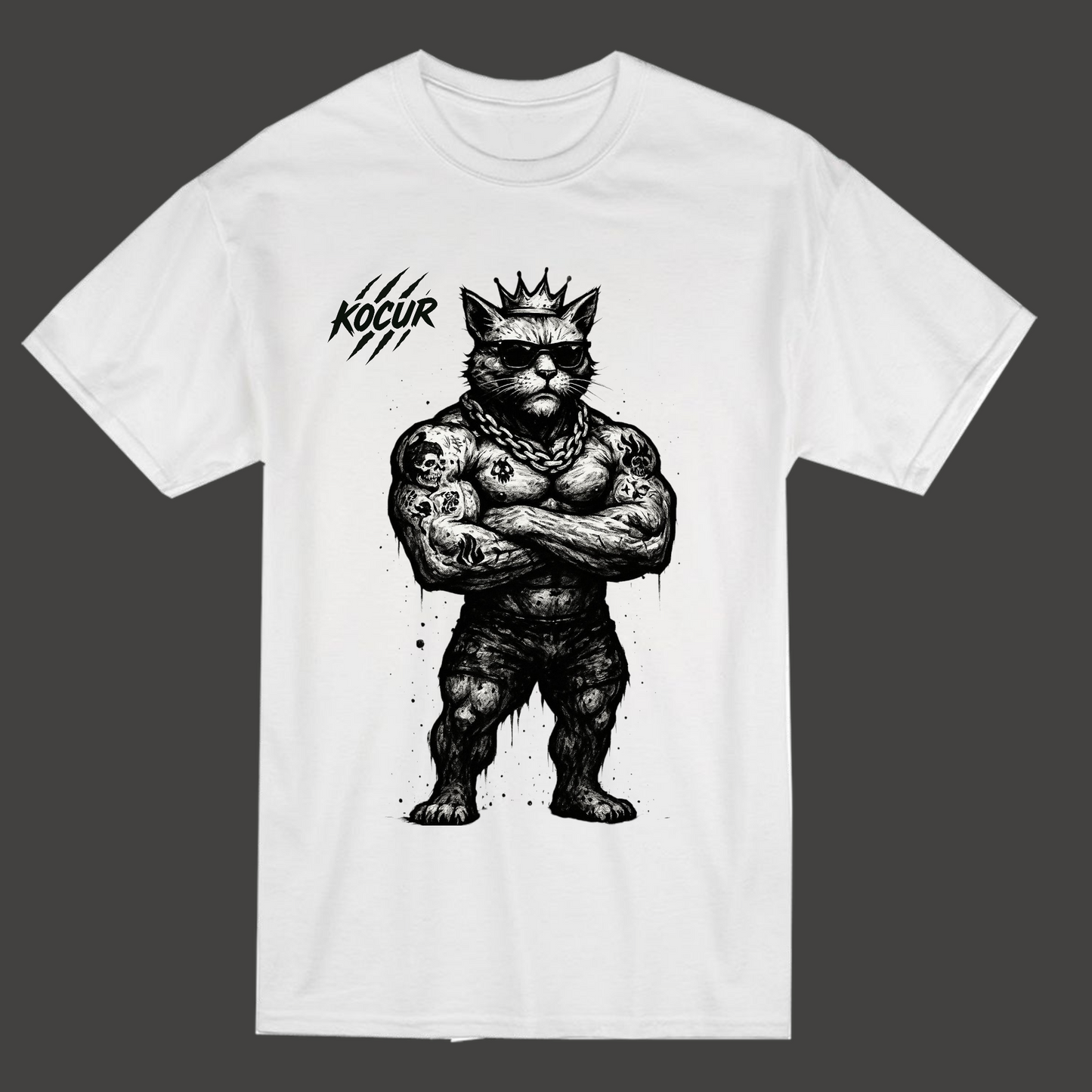 Kocur koszulka siłownia b&w