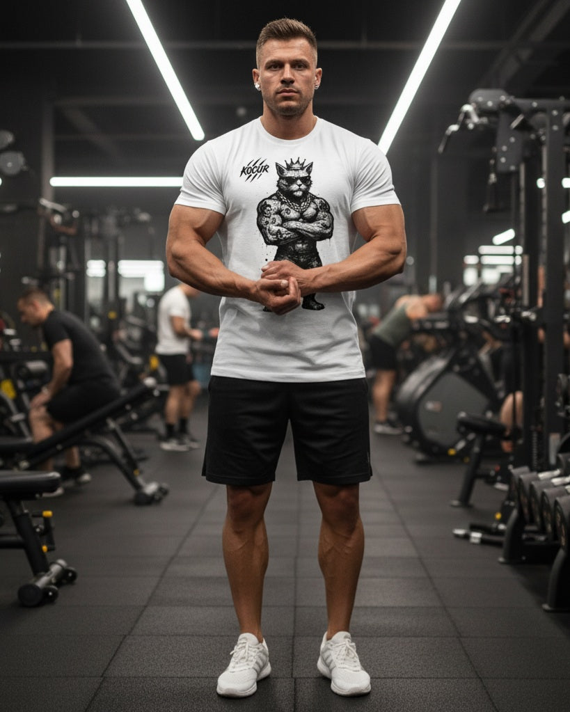 Kocur koszulka siłownia b&w