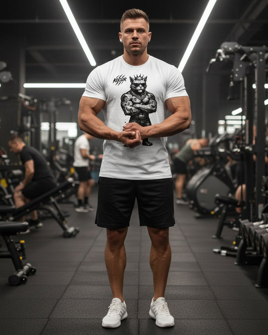 Kocur koszulka siłownia b&w